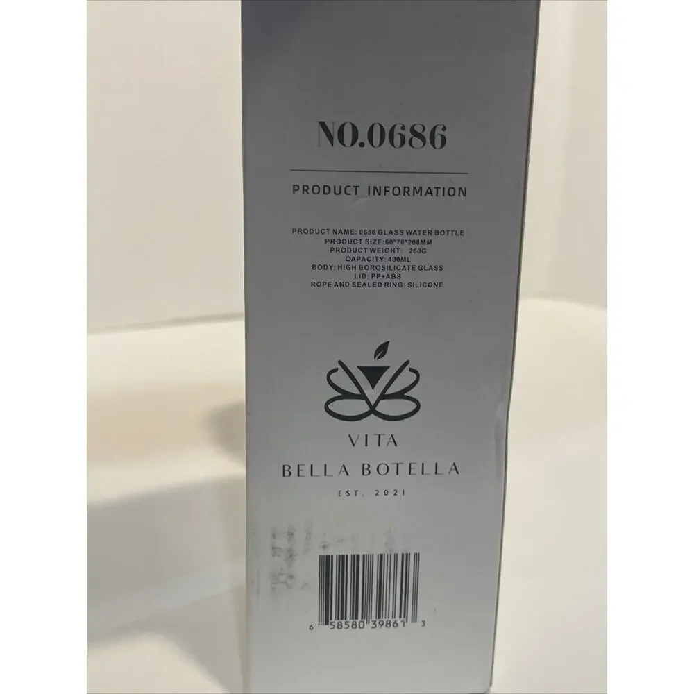 Vita Bella Botella| Eco - Friendly High Borosilicate Gray Glass Bottle, 400ml - Picture 5 of 6